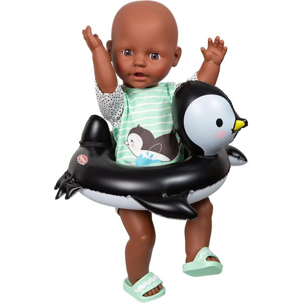 Design del pinguino ad anello da nuoto Heless per bambole 35-45 cm - perfetto per piscina e vasca da bagno