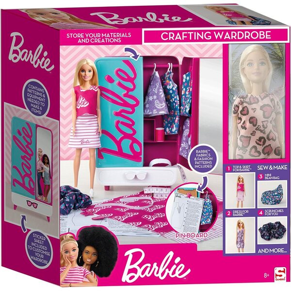 Barbie Bastelmode Kleiderschrank con Pupa e Set per Cucito Creativo
