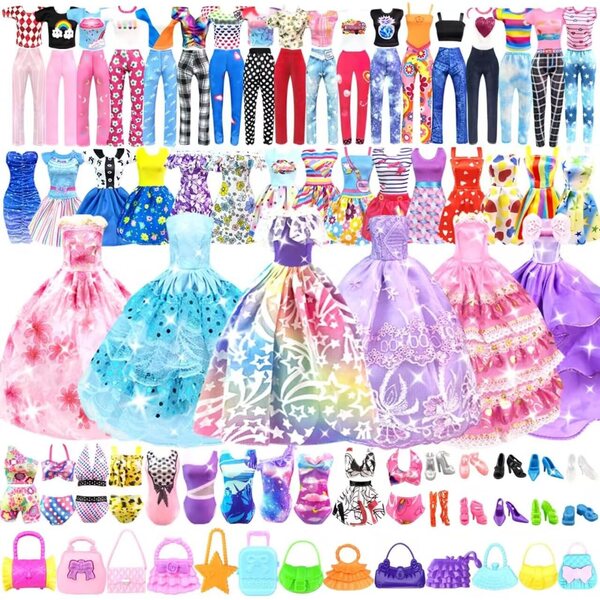 Komplettes Kleidungs- und Zubehörset für 11,5-Zoll-Puppen mit 10 Schuhen und 10 Taschen