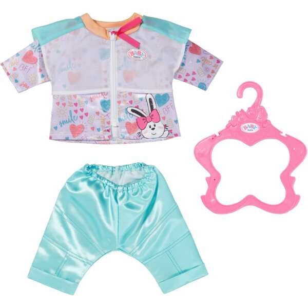 BABY Born Freizeitanzug Aqua 43cm con giacca e leggings brillanti per bambole