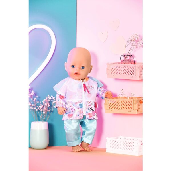 BABY Born Freizeitanzug Aqua 43cm con giacca e leggings brillanti per bambole