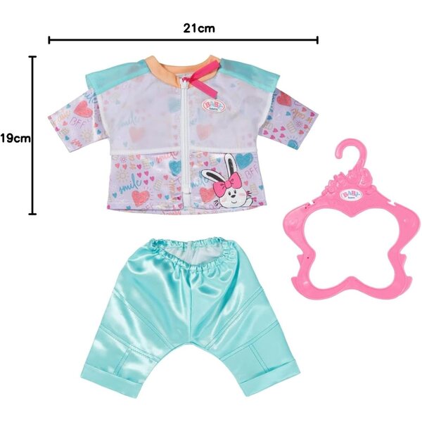 BABY Born Freizeitanzug Aqua 43cm con giacca e leggings brillanti per bambole