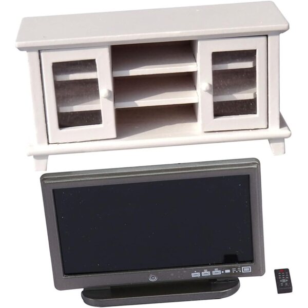 CHILDWEET Set 12 Mobili TV in Legno e Plastica Bianco per Mini Casa e Decorazioni