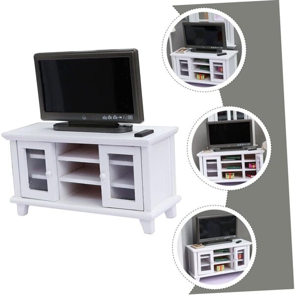 CHILDWEET Set 12 Mobili TV in Legno e Plastica Bianco per Mini Casa e Decorazioni