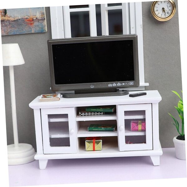 CHILDWEET Set 12 Mobili TV in Legno e Plastica Bianco per Mini Casa e Decorazioni