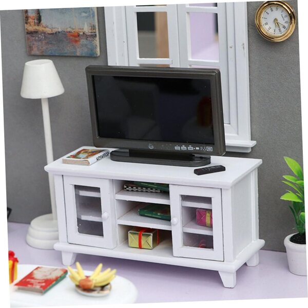 CHILDWEET Set 12 Mobili TV in Legno e Plastica Bianco per Mini Casa e Decorazioni
