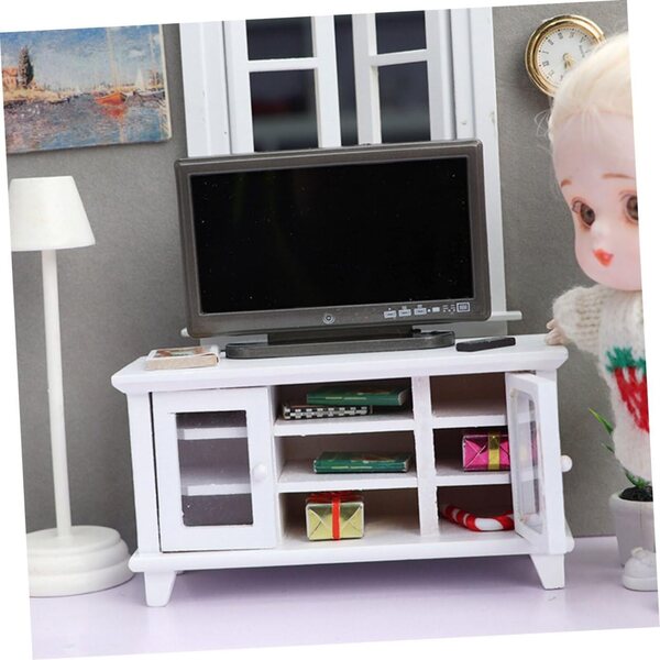 CHILDWEET Set 12 Mobili TV in Legno e Plastica Bianco per Mini Casa e Decorazioni