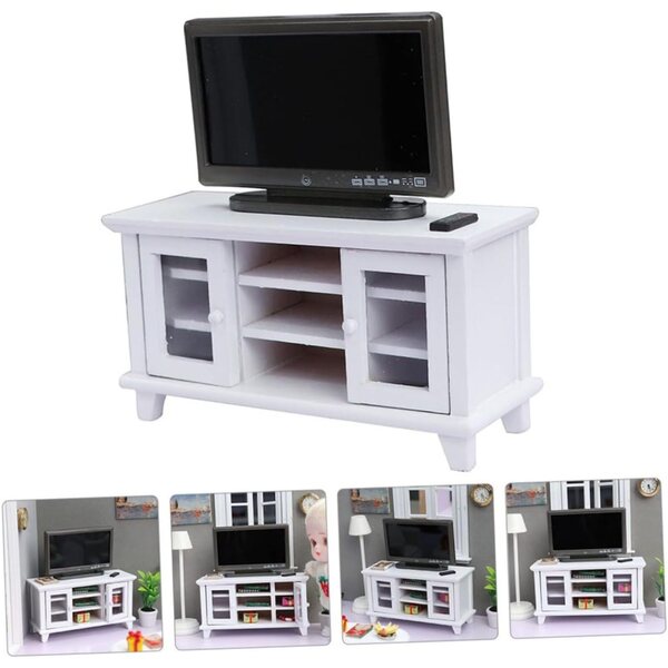 CHILDWEET Set 12 Mobili TV in Legno e Plastica Bianco per Mini Casa e Decorazioni