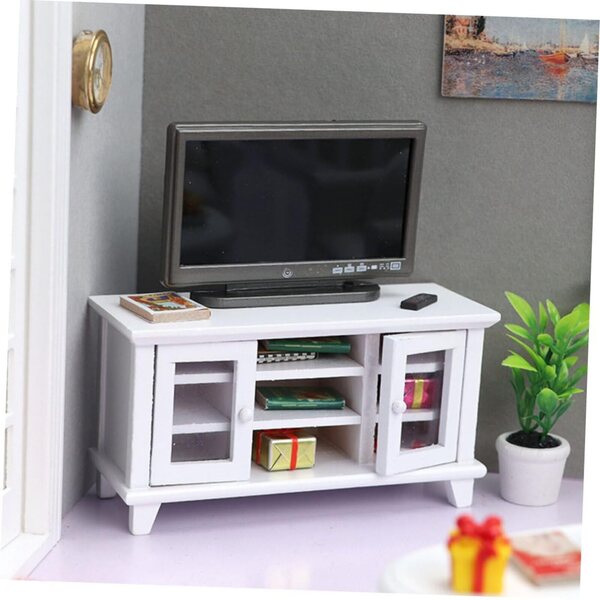 CHILDWEET Set 12 Mobili TV in Legno e Plastica Bianco per Mini Casa e Decorazioni