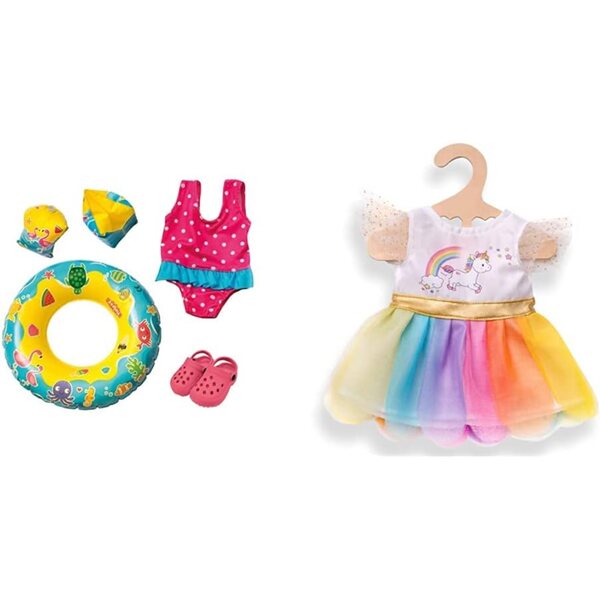 Heless Set Bambola: Costume da Bagno e Vestito Unicorno per Pupazzi 35-45 cm