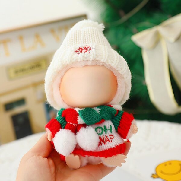 3-teiliges Weihnachtspuppen-Kleidungsset für Puppen 15–17 cm im Kawaii-Stil