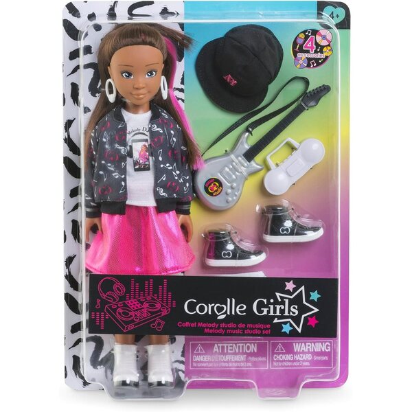 Corolle Girls Melody Rockstar Puppe mit Zubehör und Vanilleparfüm, 28 cm