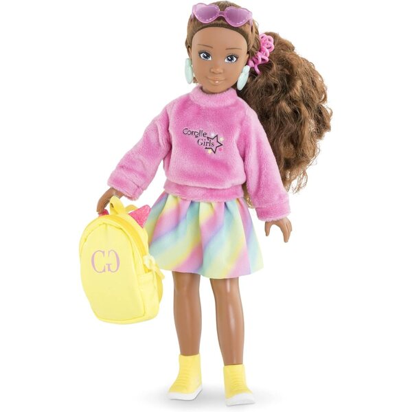 Corolle 7-teiliges Mädchen-Kleidungsset mit Regenbogenpullover und Rock für 28-cm-Puppen