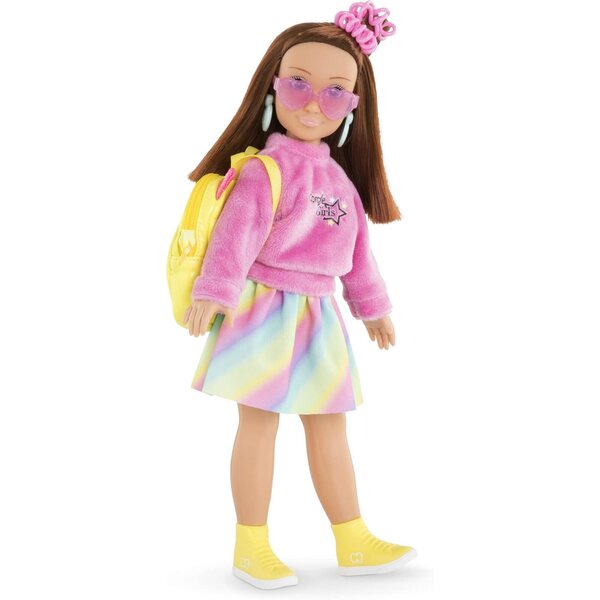 Corolle 7-teiliges Mädchen-Kleidungsset mit Regenbogenpullover und Rock für 28-cm-Puppen