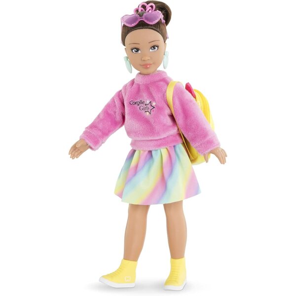 Corolle 7-teiliges Mädchen-Kleidungsset mit Regenbogenpullover und Rock für 28-cm-Puppen