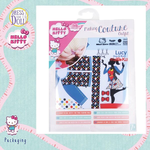 Dress Your Doll Kit Cucito Bambini: set da cucito con Pupazzi e Tessuto Hello Kitty