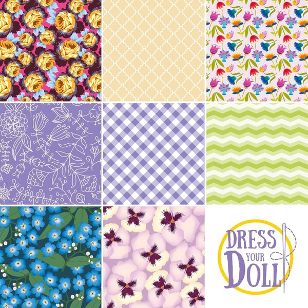 Vervaco Dress Your DOLL LILA Stoffset für Barbie-Kleidung 22x30 cm