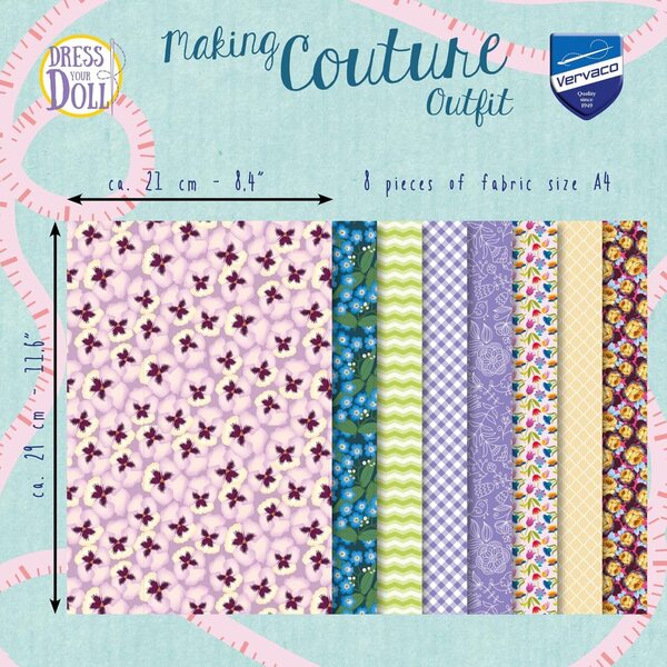 Vervaco Dress Your DOLL LILA Stoffset für Barbie-Kleidung 22x30 cm