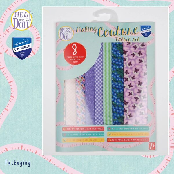 Vervaco Dress Your DOLL LILA Stoffset für Barbie-Kleidung 22x30 cm
