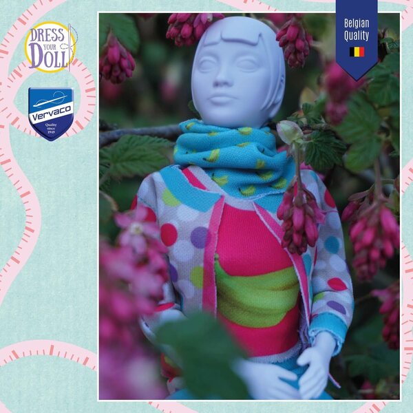 Vervaco Dress Your Doll Nähset für Kinder mit Schneiderpuppe und bedrucktem Stoff