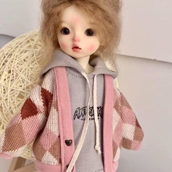 Handgefertigte Kleidung für 1/6 BJD-Puppen – grauer Kapuzenpullover und Leggings