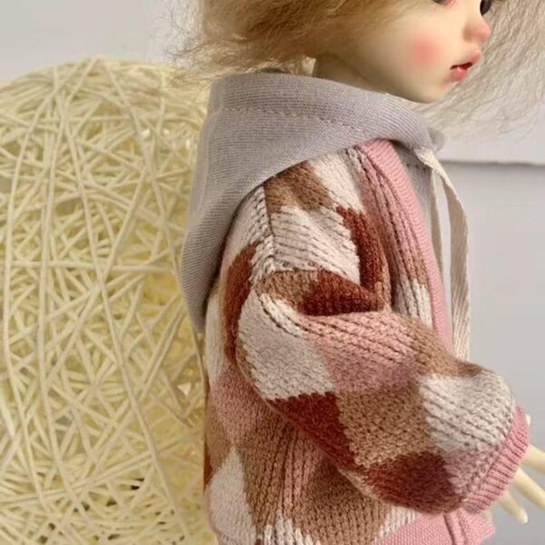 Handgefertigte Kleidung für 1/6 BJD-Puppen – grauer Kapuzenpullover und Leggings