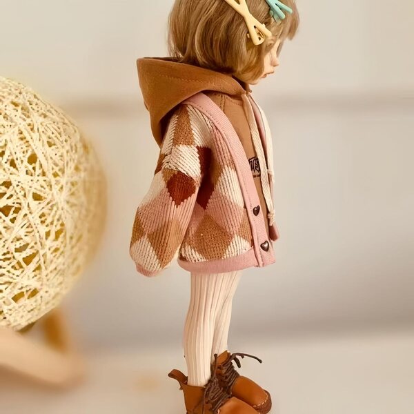 Handgefertigte Kleidung für 1/6 BJD-Puppen – grauer Kapuzenpullover und Leggings