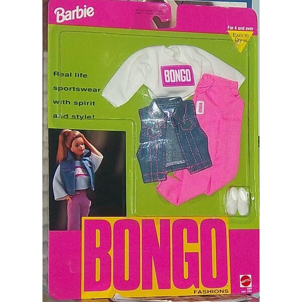 Barbie Bongo Fashions 1992 - Completo con Giacca Jeans, Maglietta, Pantaloni e Sneakers