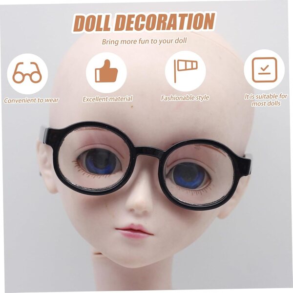 3 Brille per Bambole con Montatura Rotonda - Accessori Mini per DIY, Cosplay e Foto