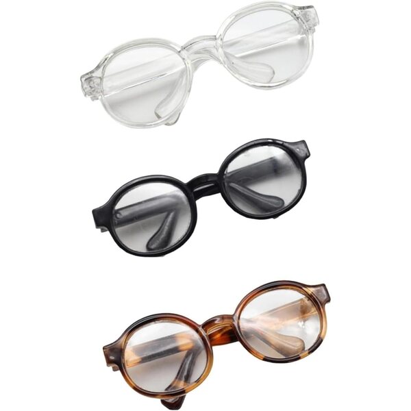 3 Brille per Bambole con Montatura Rotonda - Accessori Mini per DIY, Cosplay e Foto