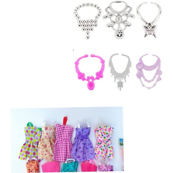 Set 32 Accessori di Abbigliamento per Bambole con Scarpe, Borsette e Gioielli