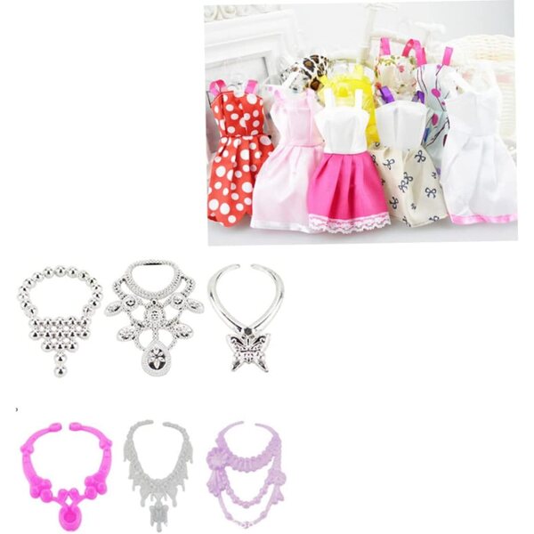 Set 32 Accessori di Abbigliamento per Bambole con Scarpe, Borsette e Gioielli