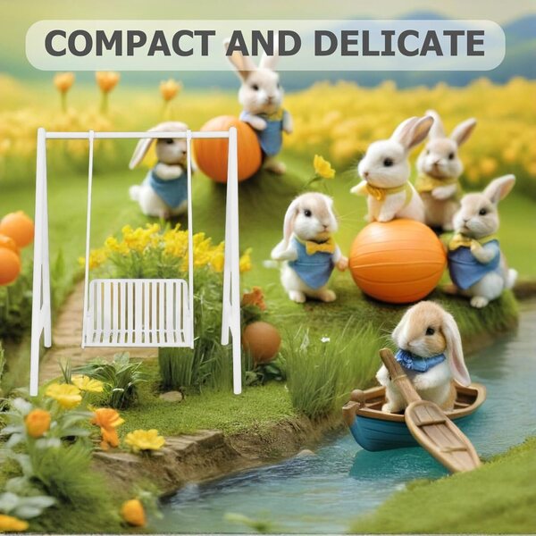 Altalena Miniatura Bianca in Plastica per Case delle Bambole e Giardini in Miniatura