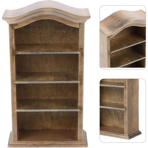 ERINGOGO Mini Libreria Vintage in Legno per Casa delle Bambole da 16x9x4 cm