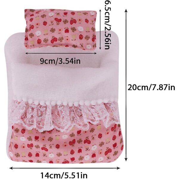 Bettset für 17 cm große Puppen mit Kissen und Schlafsack aus weichem Polyester