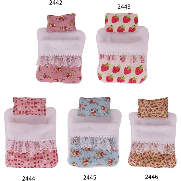 Bettset für 17 cm große Puppen mit Kissen und Schlafsack aus weichem Polyester
