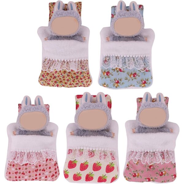Bettset für 17 cm große Puppen mit Kissen und Schlafsack aus weichem Polyester