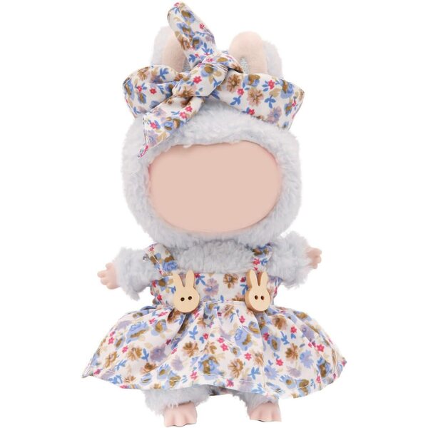 Bekleidungsset für 17-cm-Puppen mit Schleife und Rock aus atmungsaktivem Stoff