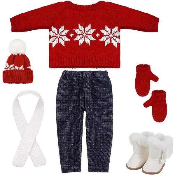 Abbigliamento invernale per bambole 18 pollici SunaOmni Natale completo con accessori