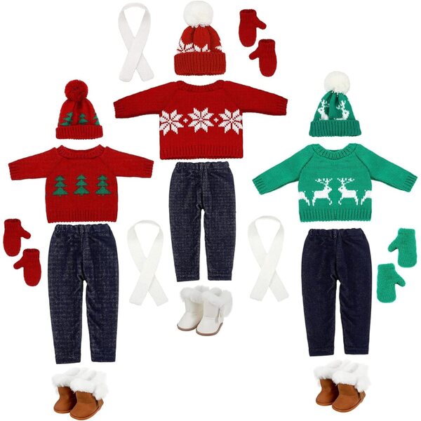 Abbigliamento invernale per bambole 18 pollici SunaOmni Natale completo con accessori