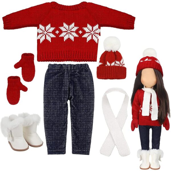 Abbigliamento invernale per bambole 18 pollici SunaOmni Natale completo con accessori