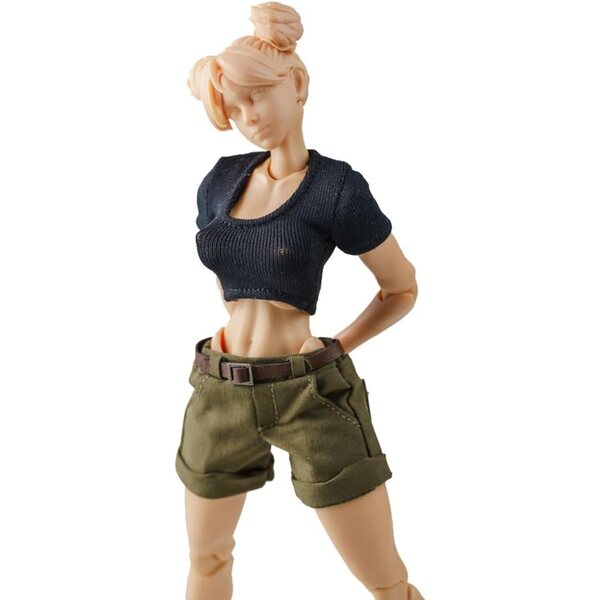 1/12 Damen-Freizeitkleidungsset, kurzärmliges T-Shirt und Shorts für 6-Zoll-Actionfiguren