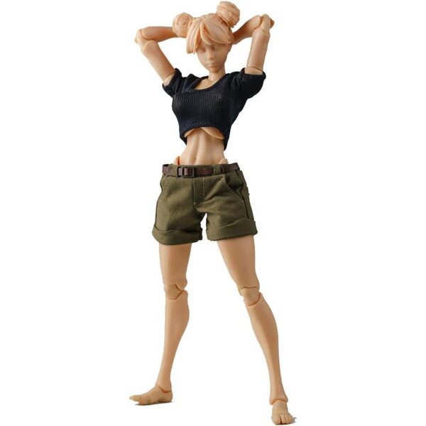 1/12 Damen-Freizeitkleidungsset, kurzärmliges T-Shirt und Shorts für 6-Zoll-Actionfiguren