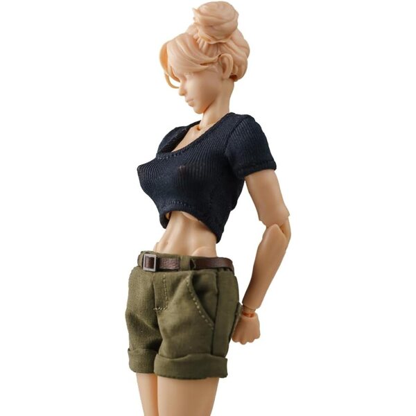1/12 Damen-Freizeitkleidungsset, kurzärmliges T-Shirt und Shorts für 6-Zoll-Actionfiguren
