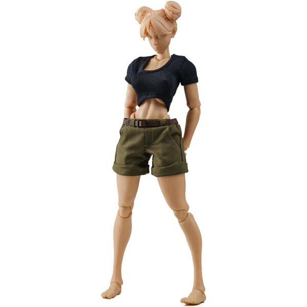 1/12 Damen-Freizeitkleidungsset, kurzärmliges T-Shirt und Shorts für 6-Zoll-Actionfiguren