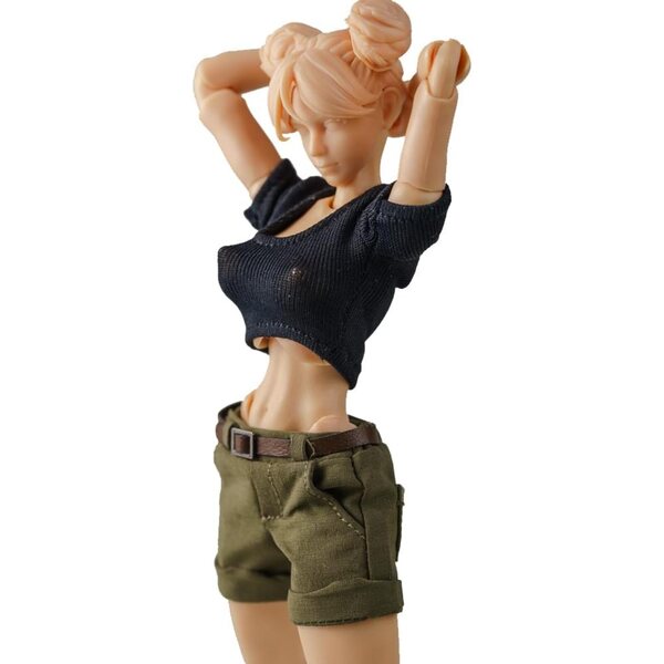 1/12 Damen-Freizeitkleidungsset, kurzärmliges T-Shirt und Shorts für 6-Zoll-Actionfiguren