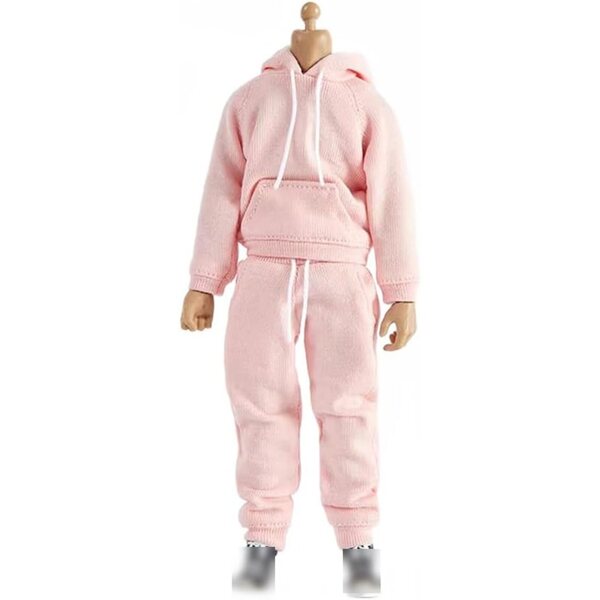 AMITD Kleidung für Actionfigur 1/12, rosa Kapuzenpullover und Jogging