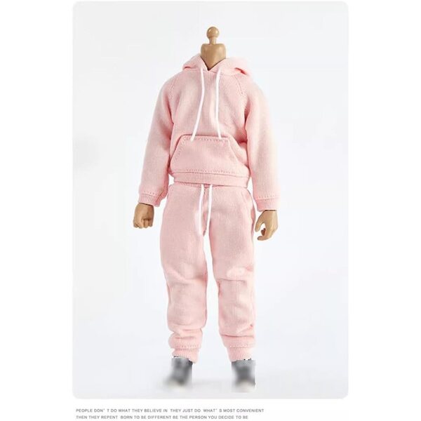 AMITD Kleidung für Actionfigur 1/12, rosa Kapuzenpullover und Jogging