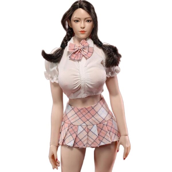 1/6 AMITD Puppenkleidung: Bluse mit Ballonärmeln, Rock und Accessoires