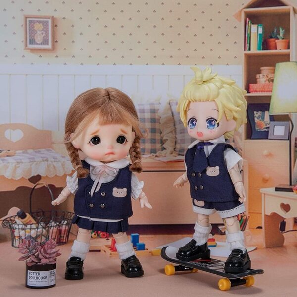 AMITD Schuluniform-Set für 1/12 OB11 Molly GSC Puppen, Kleidungszubehör